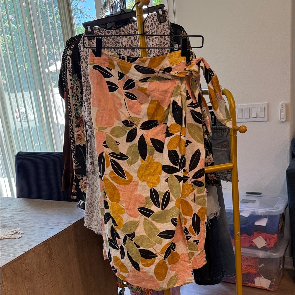 Rachel Zoe Floral Midi Skirt - Pink, Orange, Green